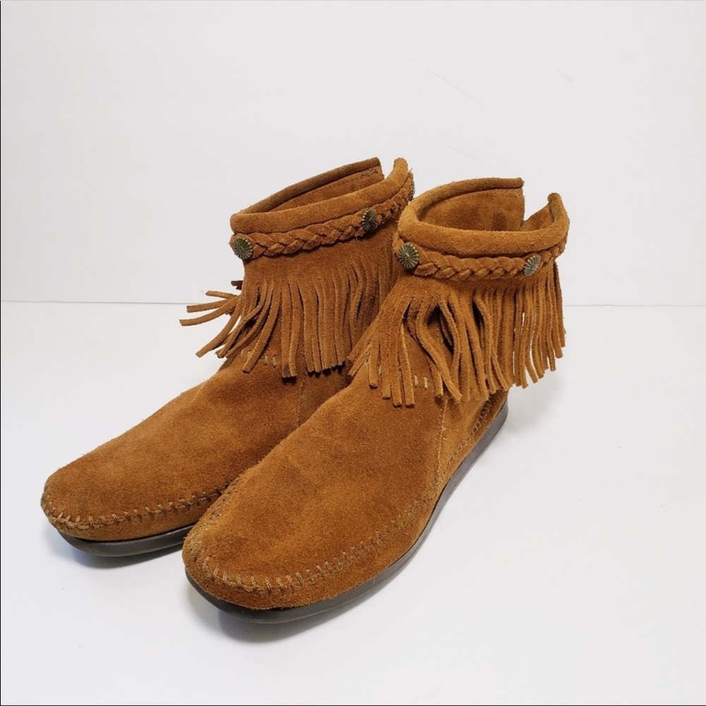 Minnetonka Boho Moccasins Fringed Ankle Booties